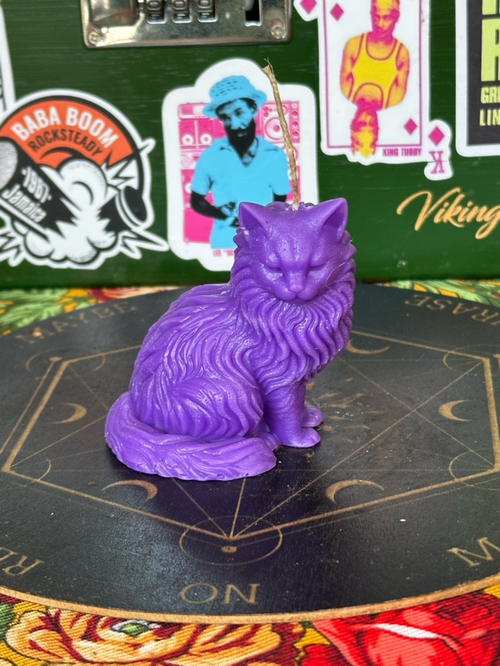 Purple Familiar Cat Candle